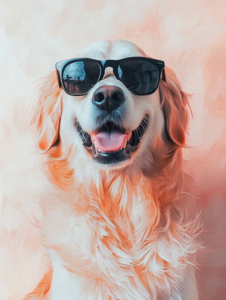 Golden Retriever In Sunglasses.Generated AI.