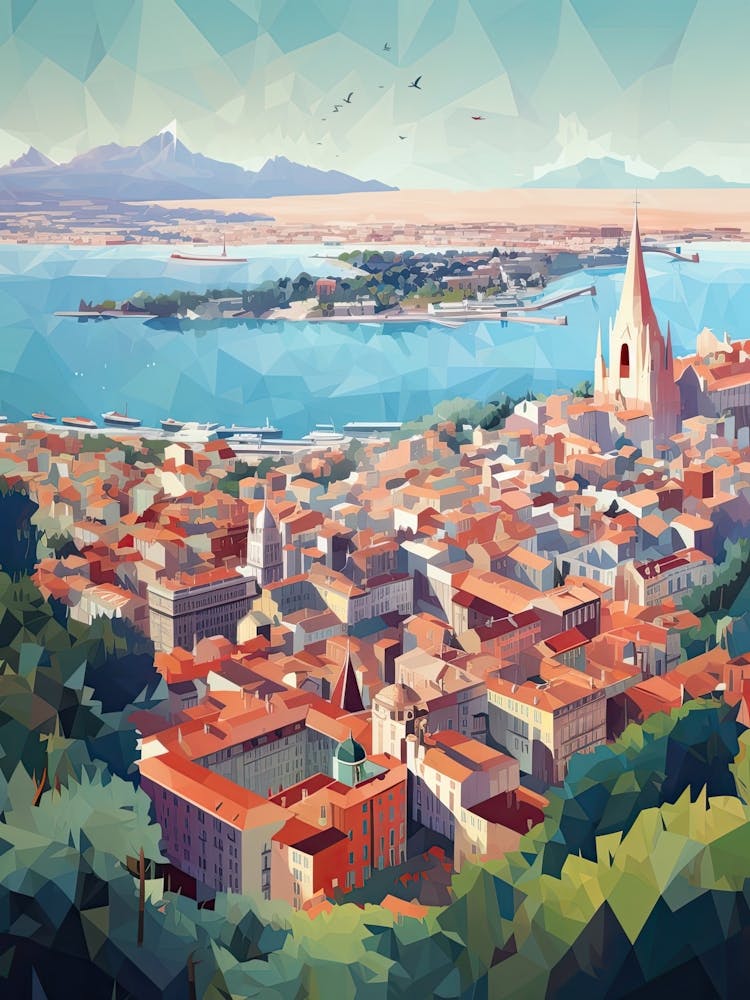 Nice, France, Geometric Illustration 3