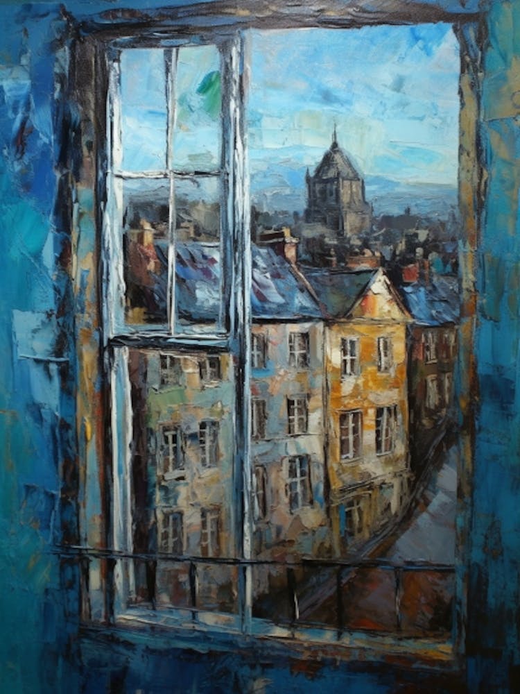 Window View Of Edinburgh Scotland In The Style Of Expressionism 1