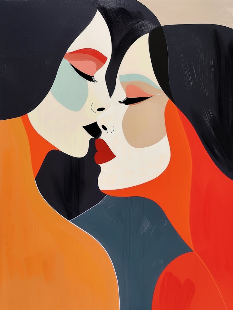 Deux Femmes S'embrassant