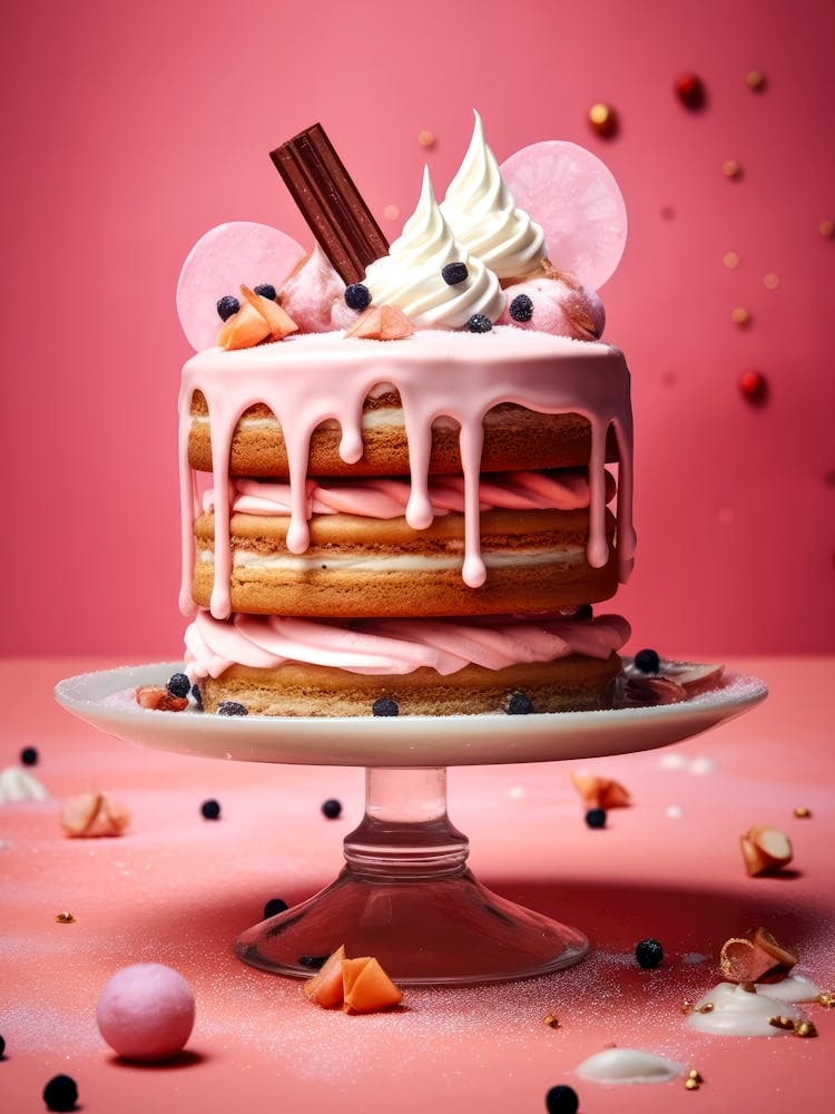 Pink Cake With Icing sweet food