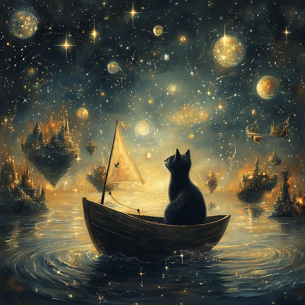 Cat Sailing Starry Sea Fantasy 9