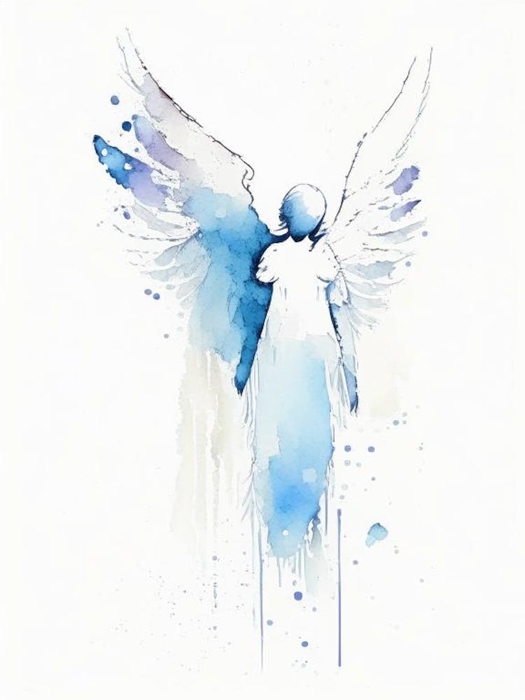 Guardian Angel Symbol Minimal Watercolour