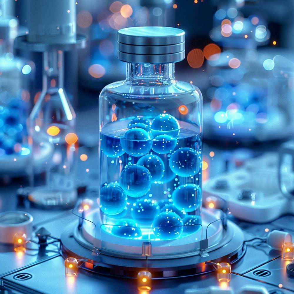 3d Rendering Of A Laboratory With Blue Liquid
