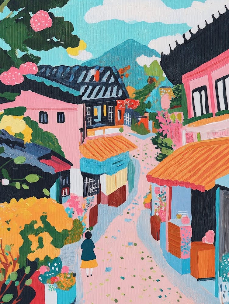 Market Road Gouache Painting