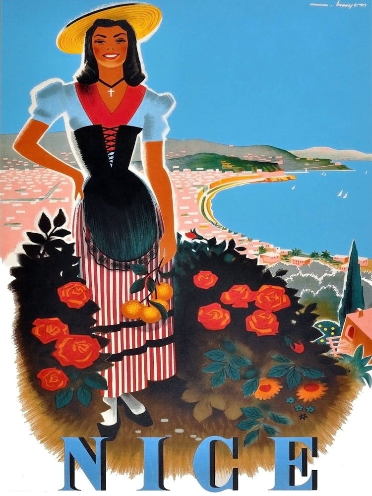 Nice, Woman With Flowers, France