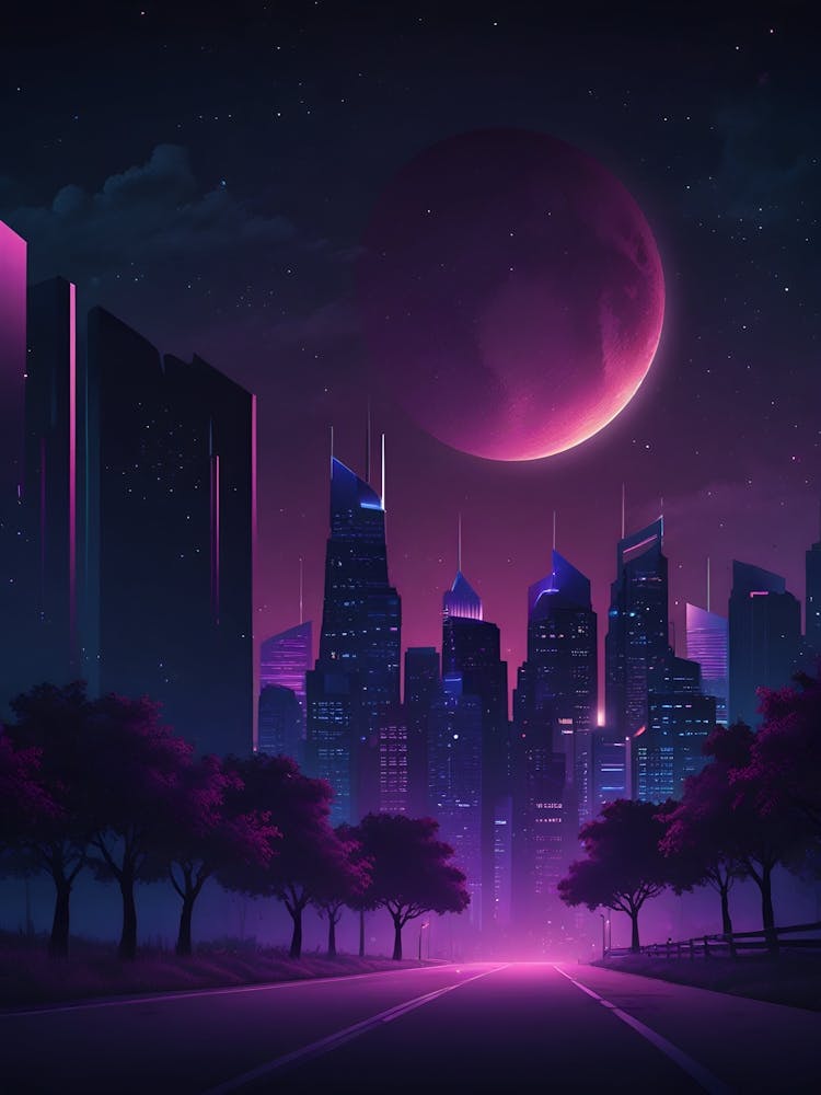 Neon City Full Moon