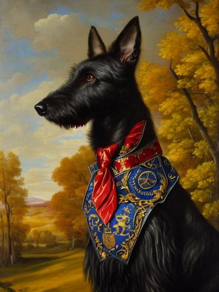 Scottish Deerhound Renaissance Portrait Oil Painting
