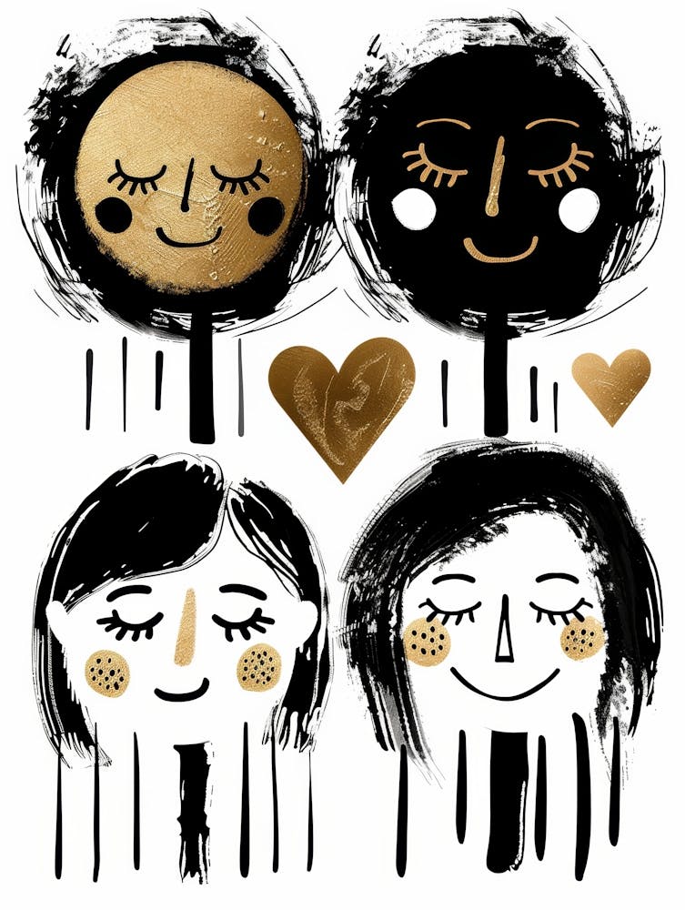 Trois Filles Avec des Cœurs