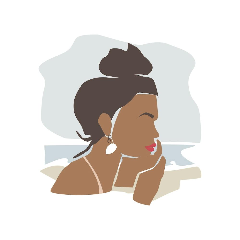 Summer Cutout Girl With Bun  Square