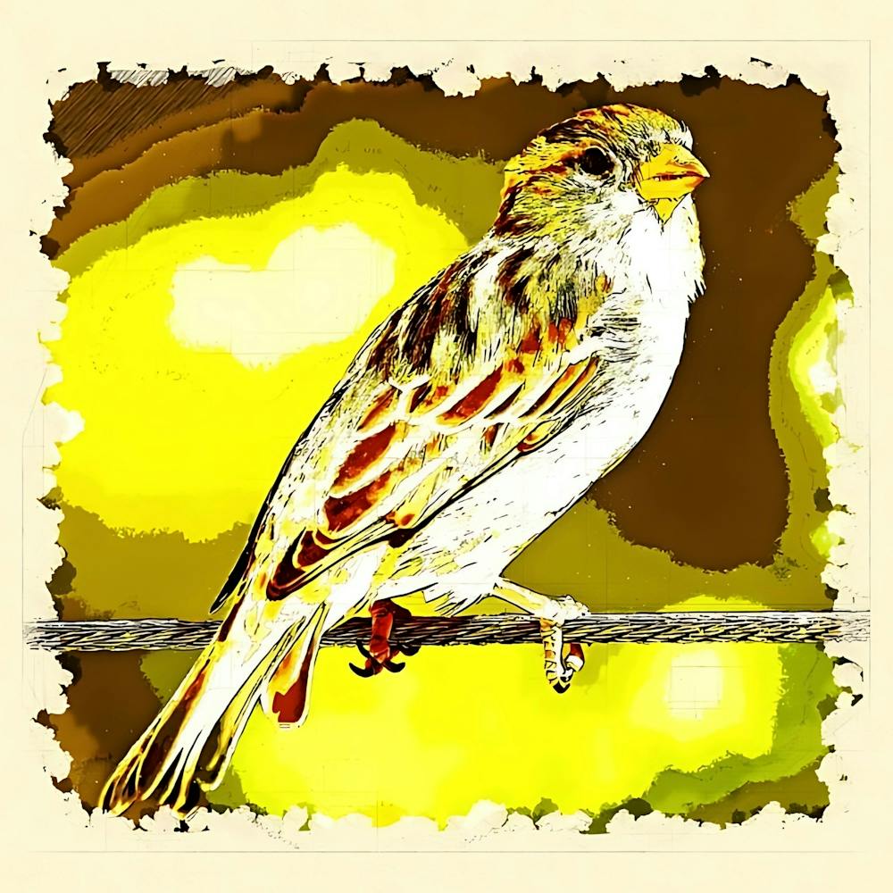 Sparrow On Wire