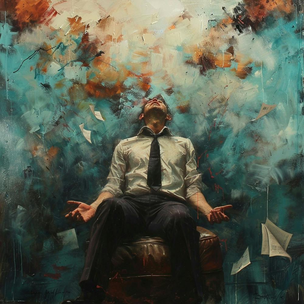 Business Man Passed Out Oil Painting