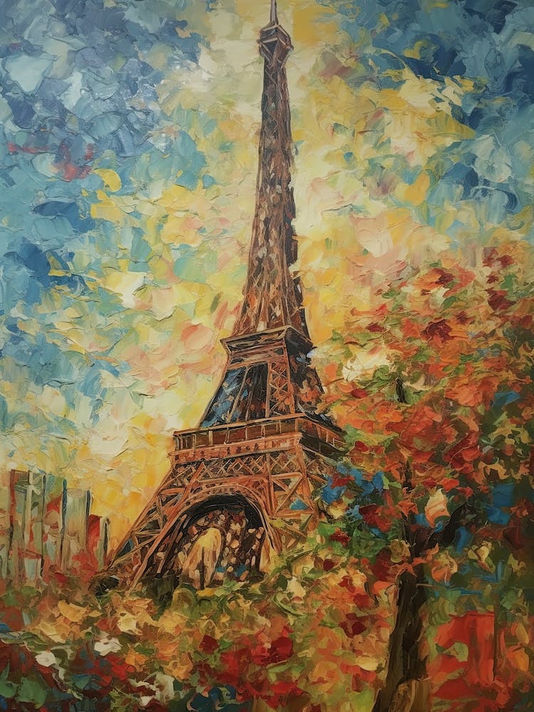 Eiffel Tower Paris France Vincent Van Gogh Style 15