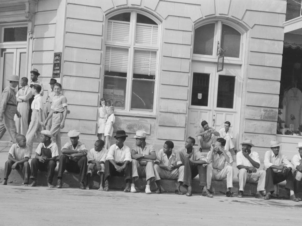 People Sitting On The Curb Waiting For The Parade, National Rice Festival, Crowley, Louisiana By Russell Lee