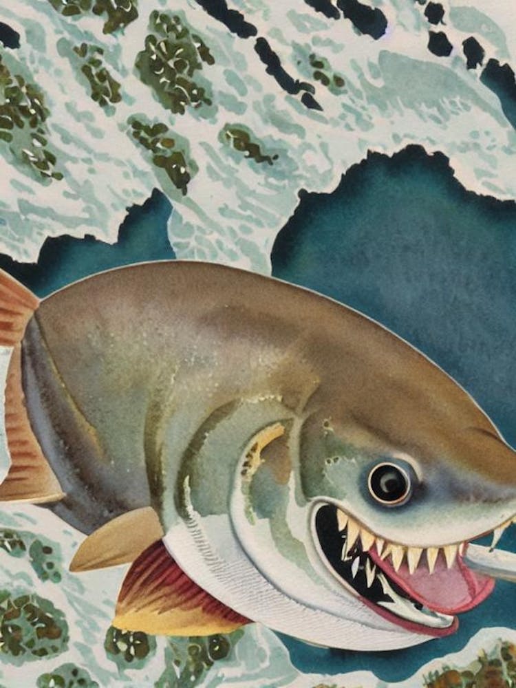 Cookie Cutter Shark Vintage Graphic Watercolour