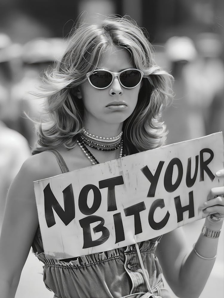Not Your B Tch Protest Wall Art, Women S Rights, 1970s Photo, Black And White Print, Vintage Wall Art, Feminist Poster, Retro Wall Decor