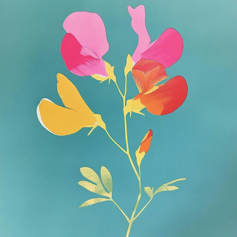 Sweet Pea 1 Square Flower Illustration