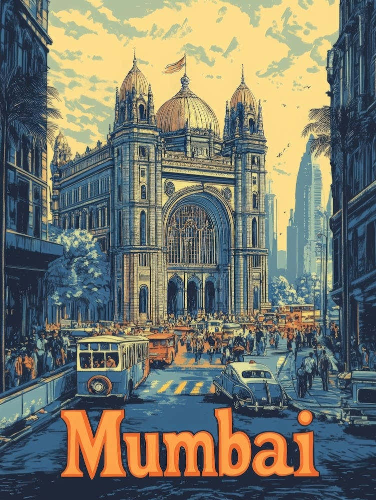 Aihrgdesign A Retro Travel Poster For Mumbai 3