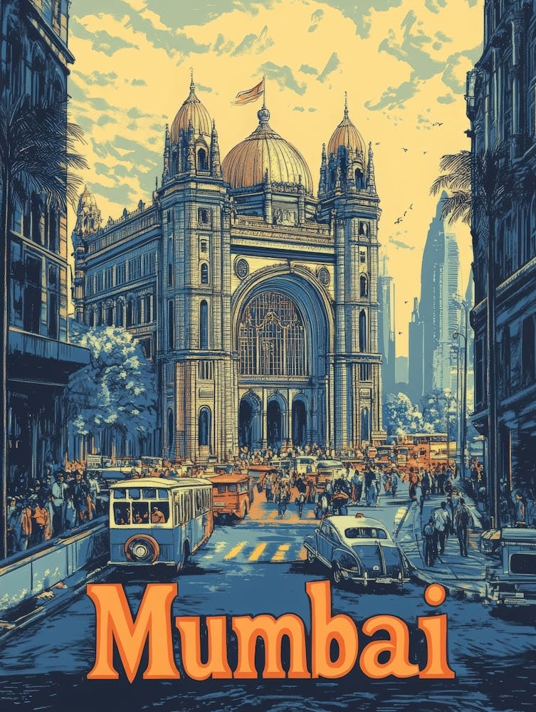 Aihrgdesign A Retro Travel Poster For Mumbai 3