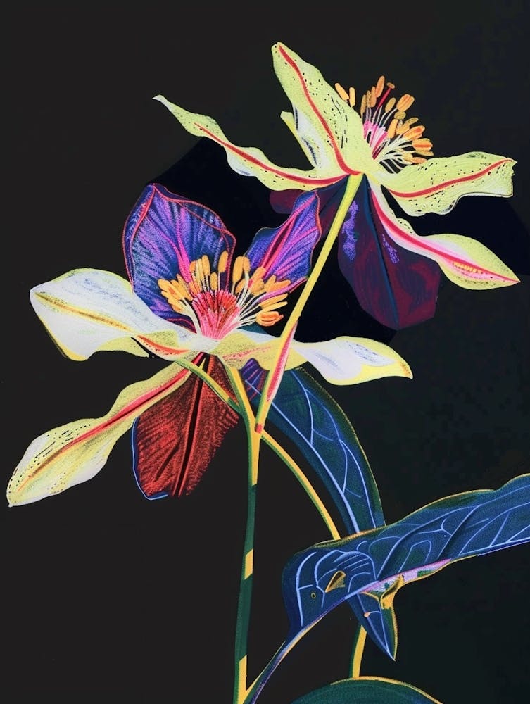 Neonblumen auf Schwarz Helleborus 2