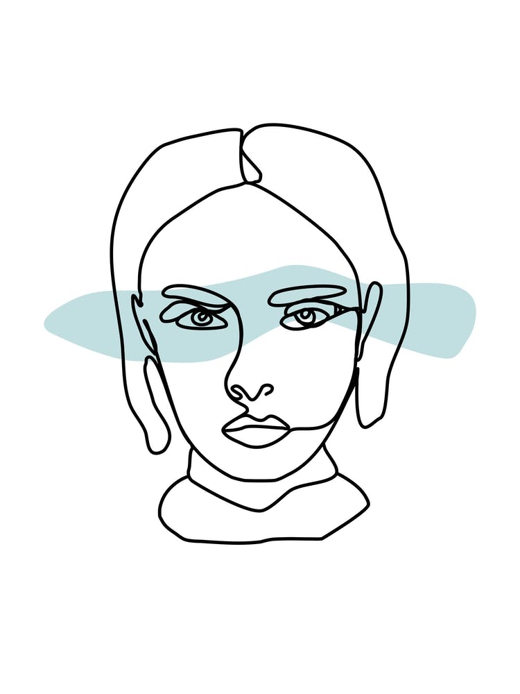 Female Face Line Art
