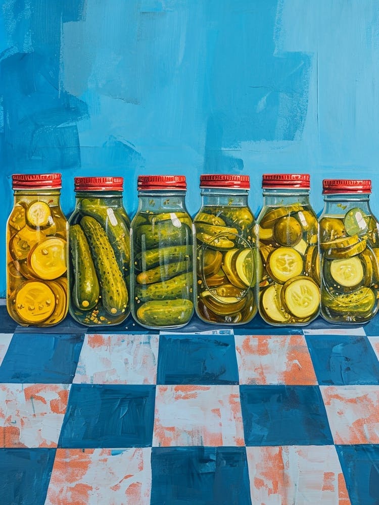 Pickles In Jars Blue Checkerboard 2