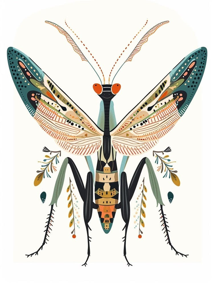 Colourful Insect Illustration Praying Mantis 8