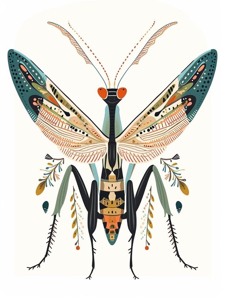 Colourful Insect Illustration Praying Mantis 8