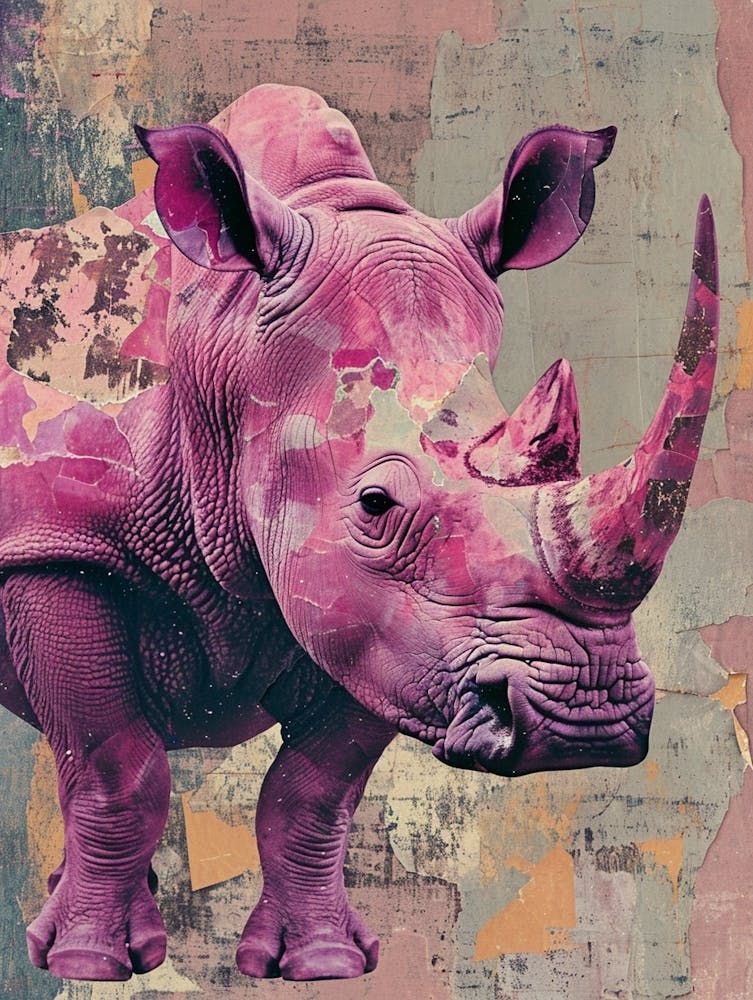 Pink Rhino Retro Collage 1
