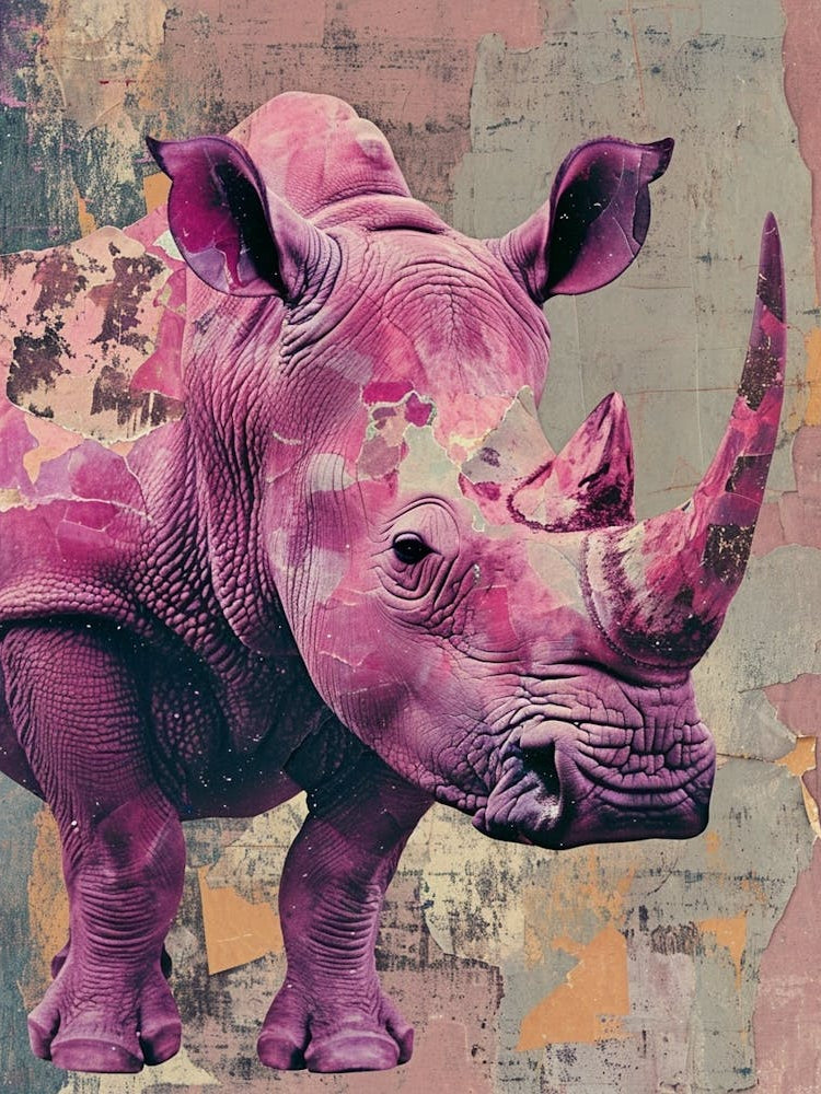 Pink Rhino Retro Collage 1