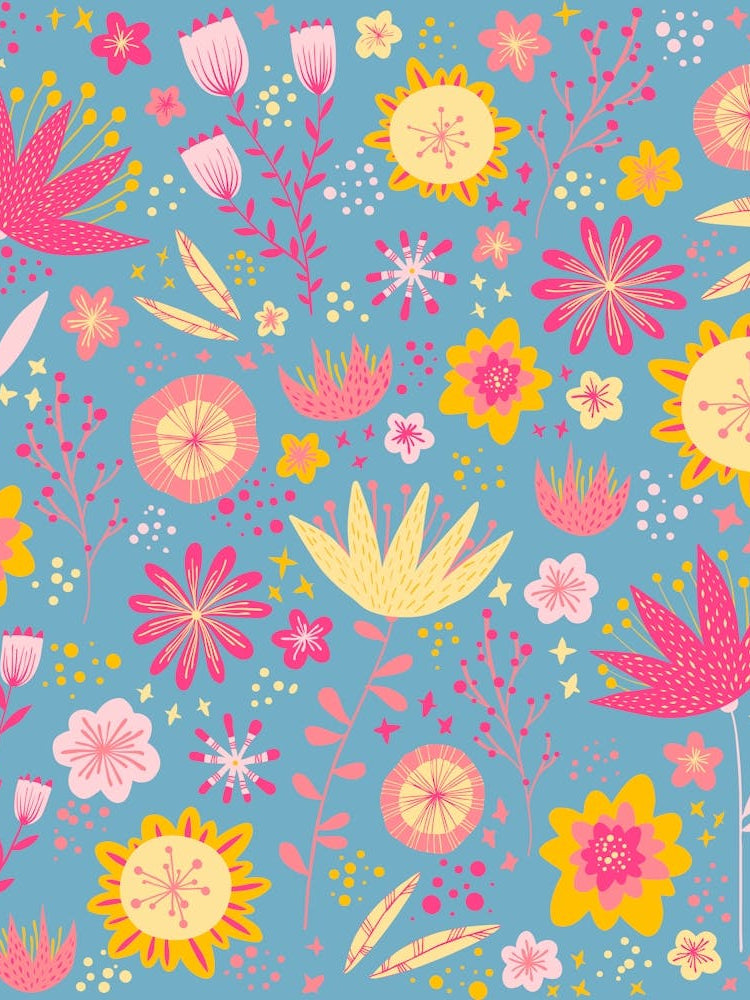 Happy Flowers Teal Green