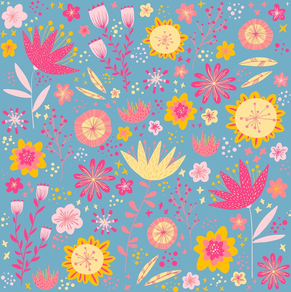 Happy Flowers Teal Green