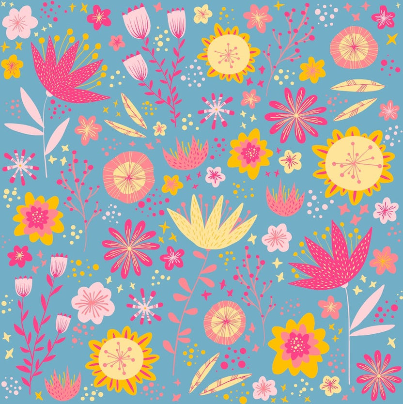 Happy Flowers Teal Green