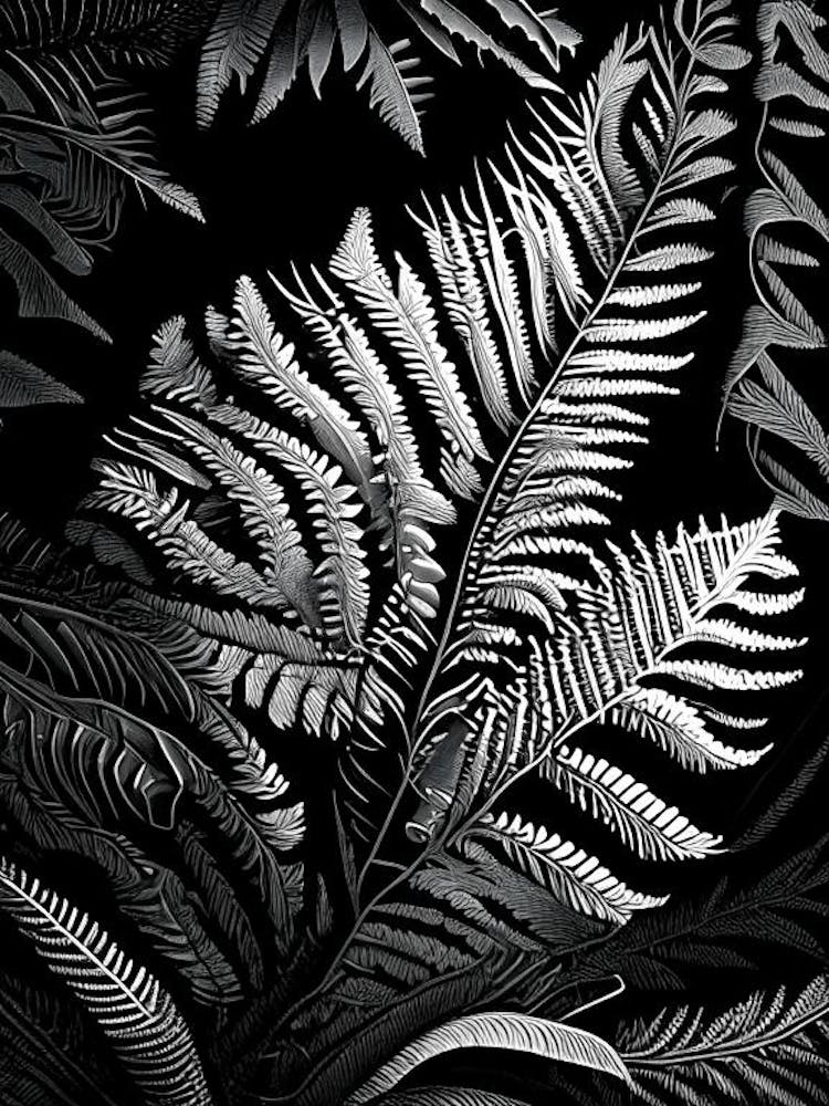 Chinese Brake Fern Linocut