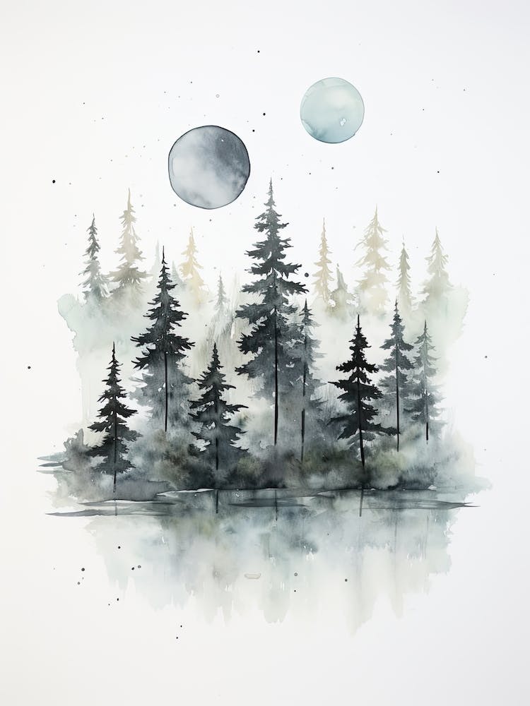 Watercolour Of Tongass National Forest   Alaska Usa 3