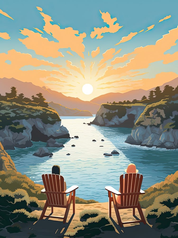 Big Sur California, Usa, Graphic Illustration 4