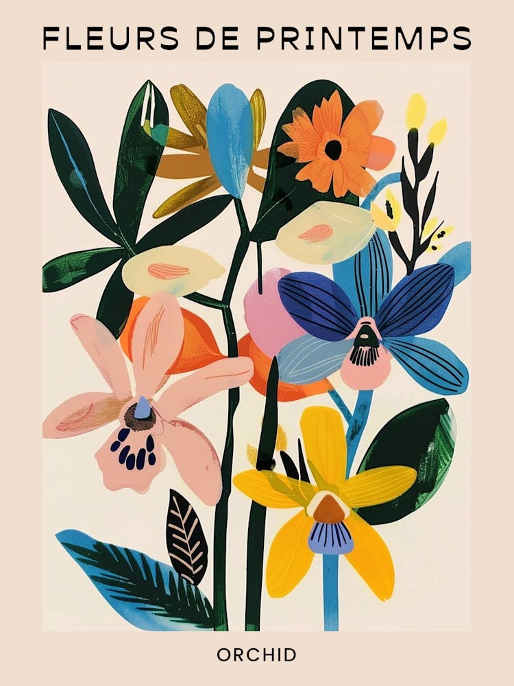 Spring Floral French Poster  Orchid 2