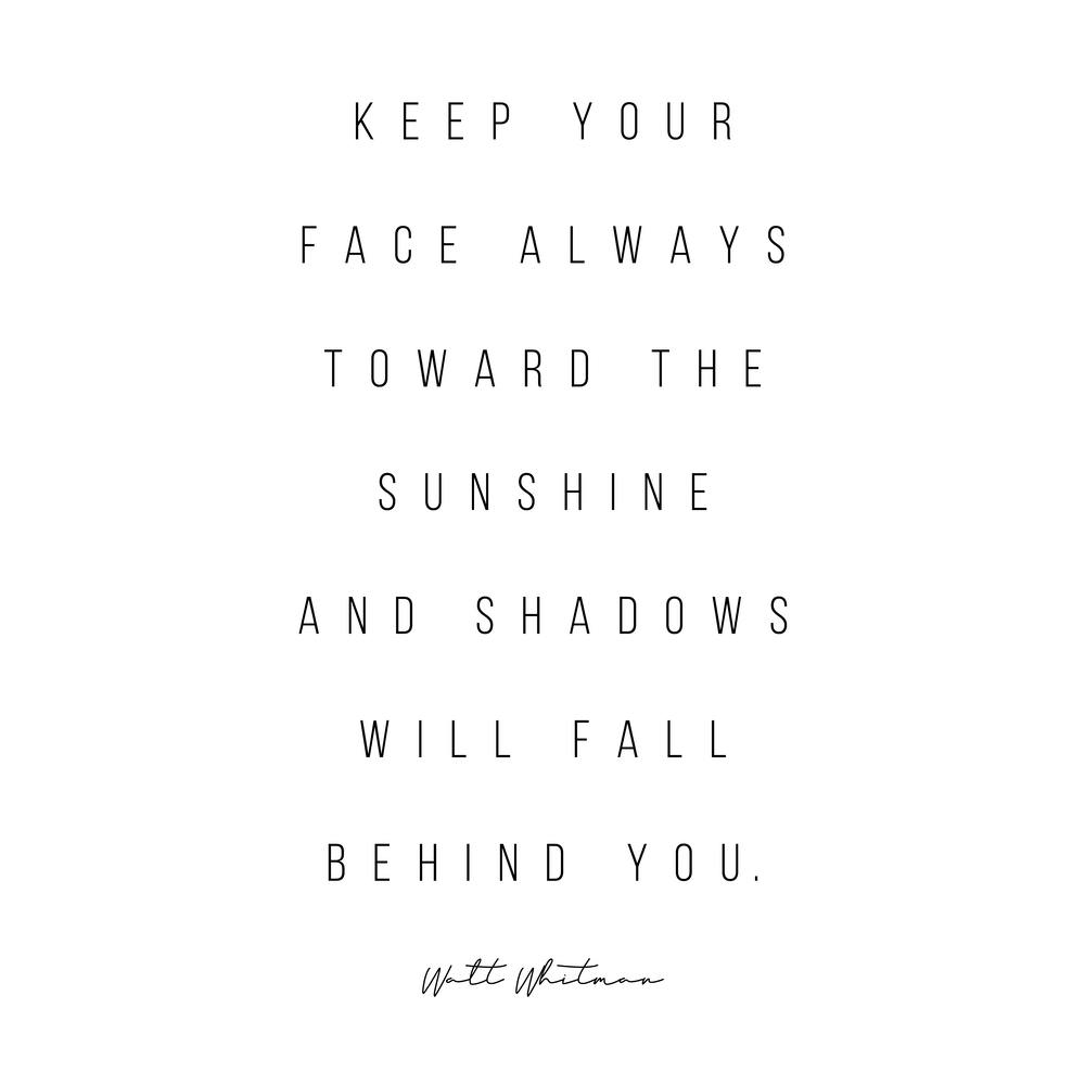 Keep Your Face Always Toward The Sunshine And Shadows Will Fall Behind You