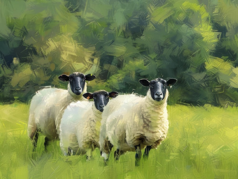 Three Sheep In A Field