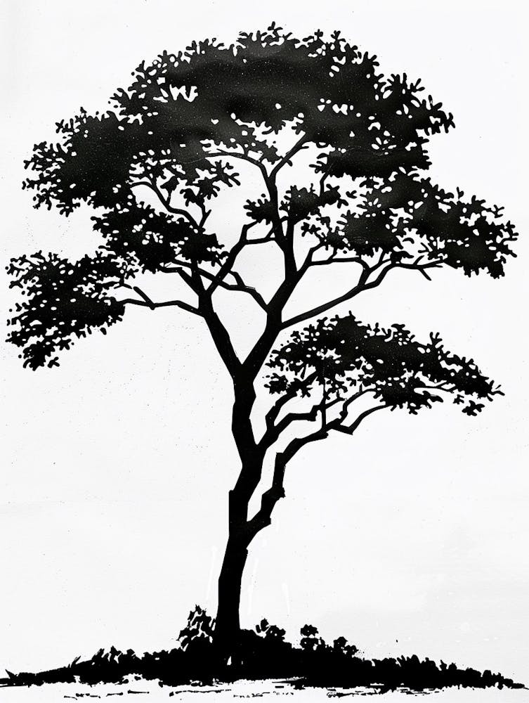 Pecan Tree Simple Geometric Nature Stencil 1 1