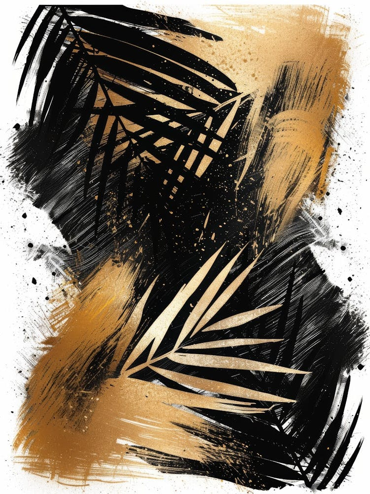 Gold And Black Abstract Painting 116