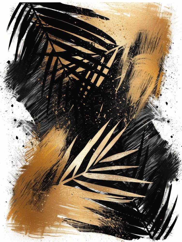 Gold And Black Abstract Painting 116