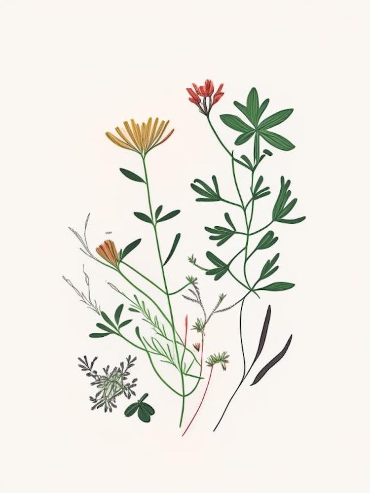 Chickweed Spices And Herbs Minimal Line Drawing 2
