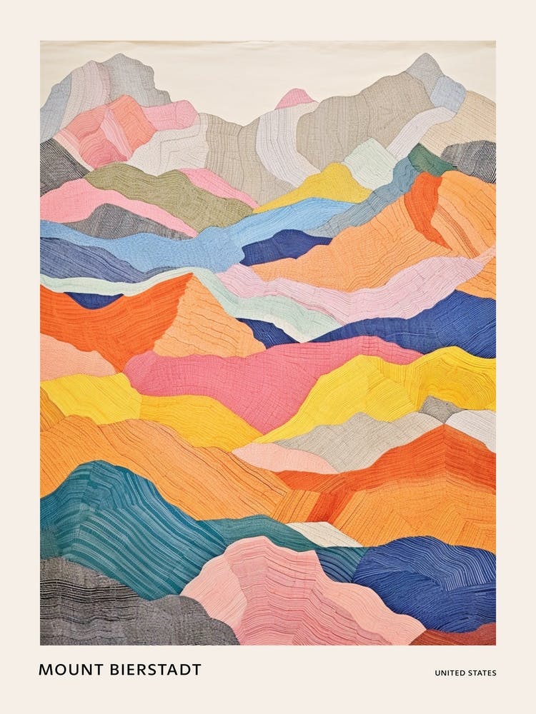 Mount Bierstadt United States 1 Colourful Mountain Illustration Poster