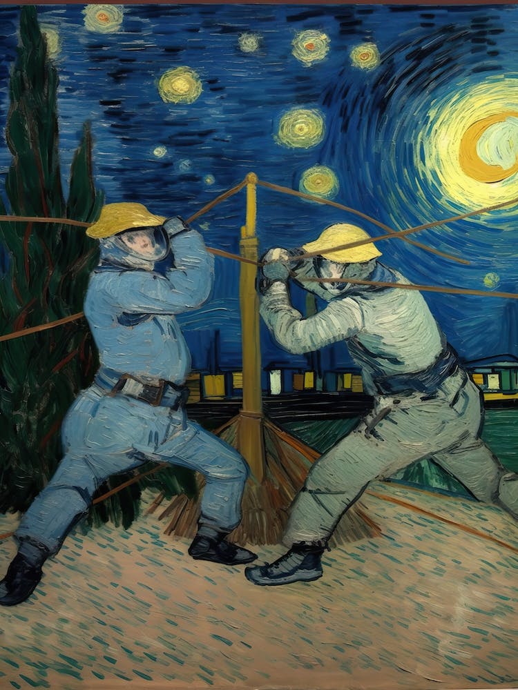Fencing In The Style Of Van Gogh 2
