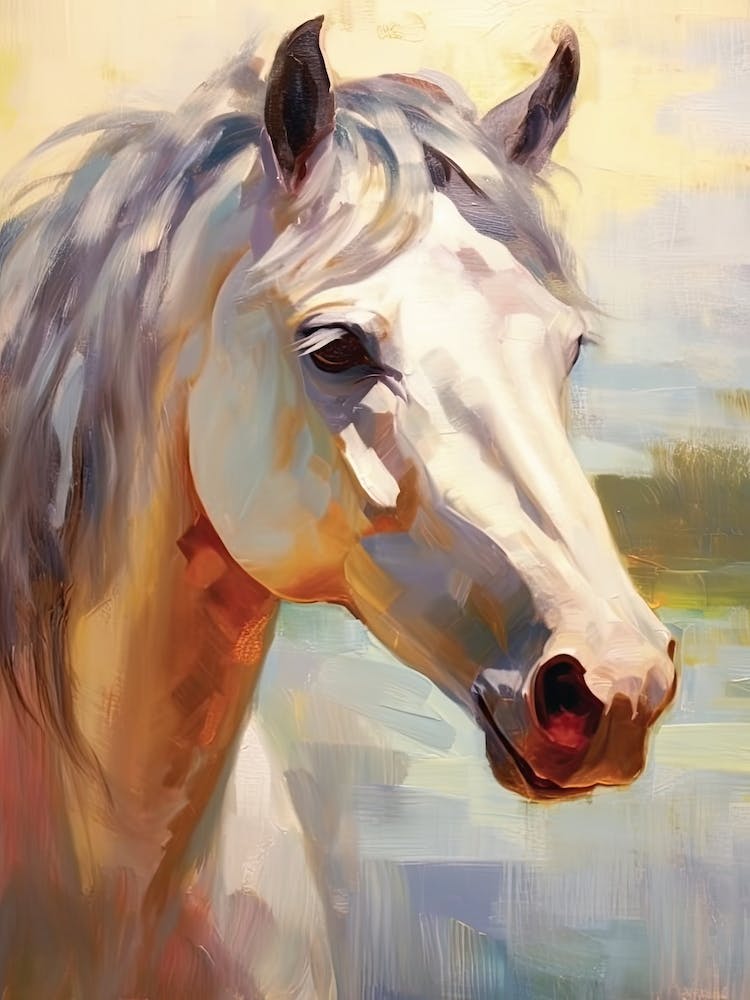 Peinture de tête de cheval blanc - Gros plan