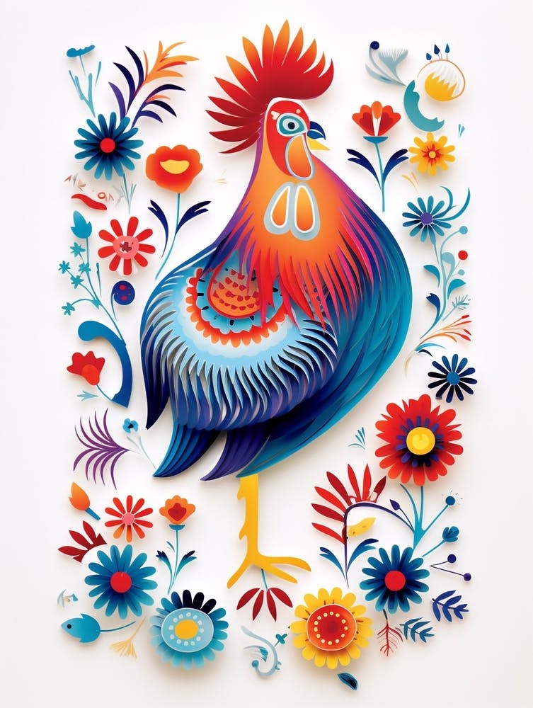 Scandinavian Bird Illustration Chicken 6