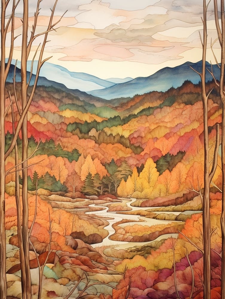 Herbst Nationalpark Gemälde Smoky Mountains Nationalpark Tennessee USA 4