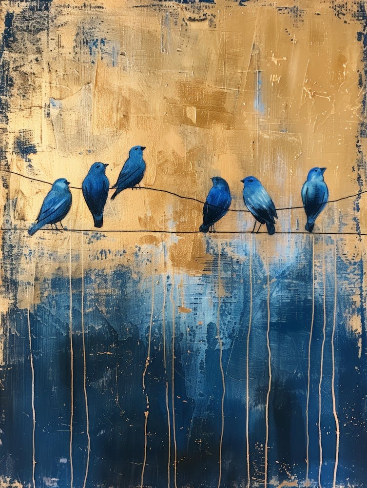 Blue Birds On A Wire 9