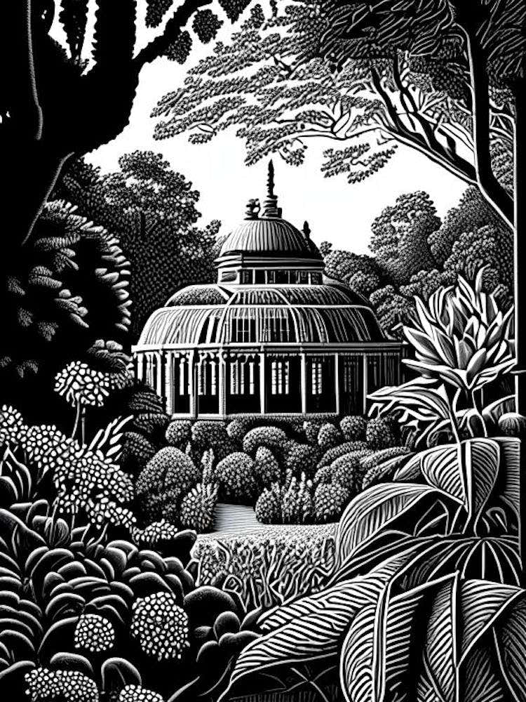 Fairmount Park Horticultural Center, 1, Usa Linocut Black And White Vintage
